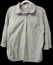 Covington Women's Top 20W White Black Checkered Cotton Button-Up