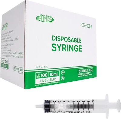 OASIS AHS 10ml (10cc) Luer Slip Syringe, Sterile, 100/Box