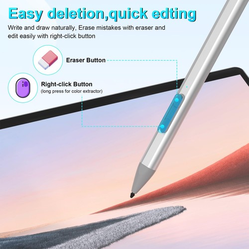 Stylet Surface Pen pour Microsoft Surface Pro 11/10/9/8/X/7+/7/6/5/4/3 Surfac... - Afbeelding 7 van 9