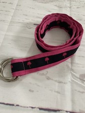 Lilly Pulitzer Women  s S Pink/Black Palm Trees Cotton Belt Silver Double D-Ring