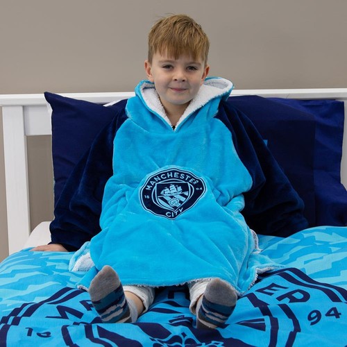 Klein Manchester City FC Tragbar Decke Sherpa-Fleece Kinder Fußball Kapuzenpulli - Bild 6 von 8