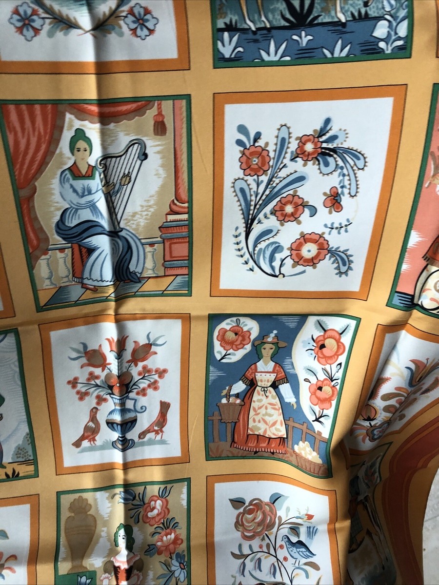 Carré Hermès 100% Soie « Imagerie » 90x90 Cm – Un Foulard Vintage Plein D'élégance !
