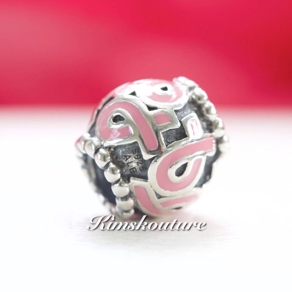 Autêntica fita de prata esterlina Pandora, berloque esmalte rosa 790755EN24 - Imagem 2 de 2