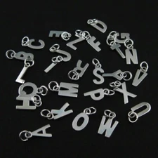 Smooth Sterling Silver Letter Charms - A-Z Initial Letter Charm Pendant