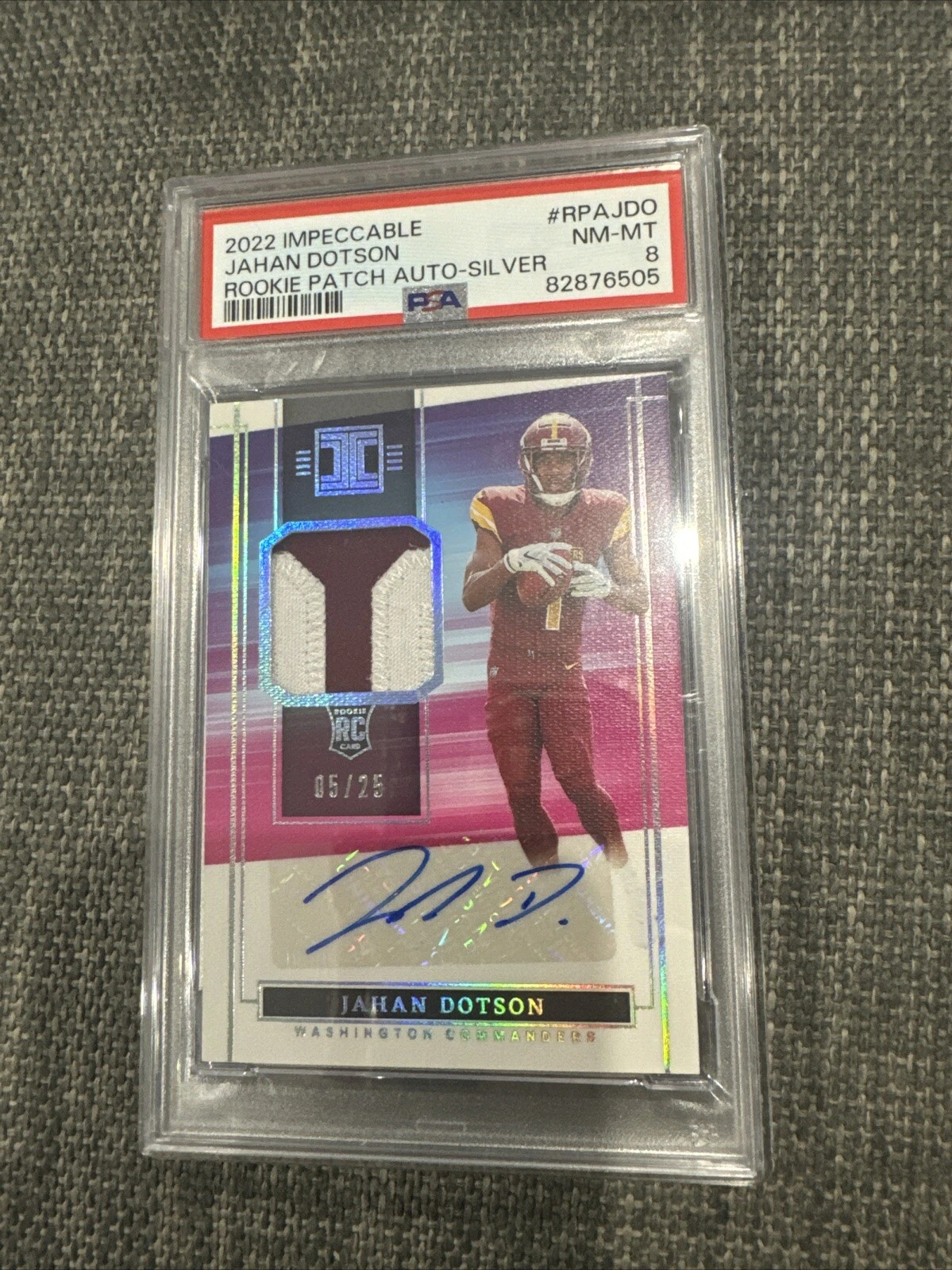 Jahan Dotson Panini Impeccable Rookie Patch Autographs #RPAJDO Silver