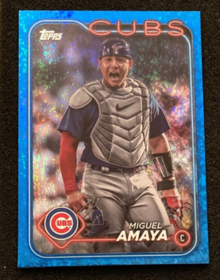 2024 Topps #319 Miguel Amaya BLUE FOIL 94/999 SP. Chicago Cubs Color Match