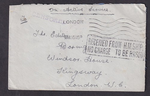 GB WW1 1914-18 Maritime SHIP CENSOR POSTMARKS Covers + PPCs Naval..PRICED SINGLY - Picture 4 of 31