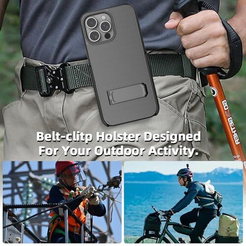 for Holster Case Magnetic with Belt Clip & Kickstand & Card iPhone 16 Pro Max - Photo 3 sur 8
