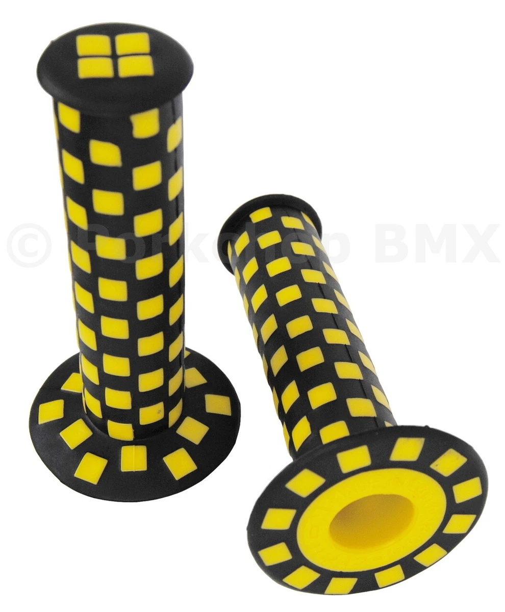Checkerboard BMX bicycle grips 125mm BLACK and YELLOW eBay
