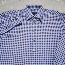 Scott Barber Shirt Mens Large Blue Gingham Check Long Sleeve Button Up