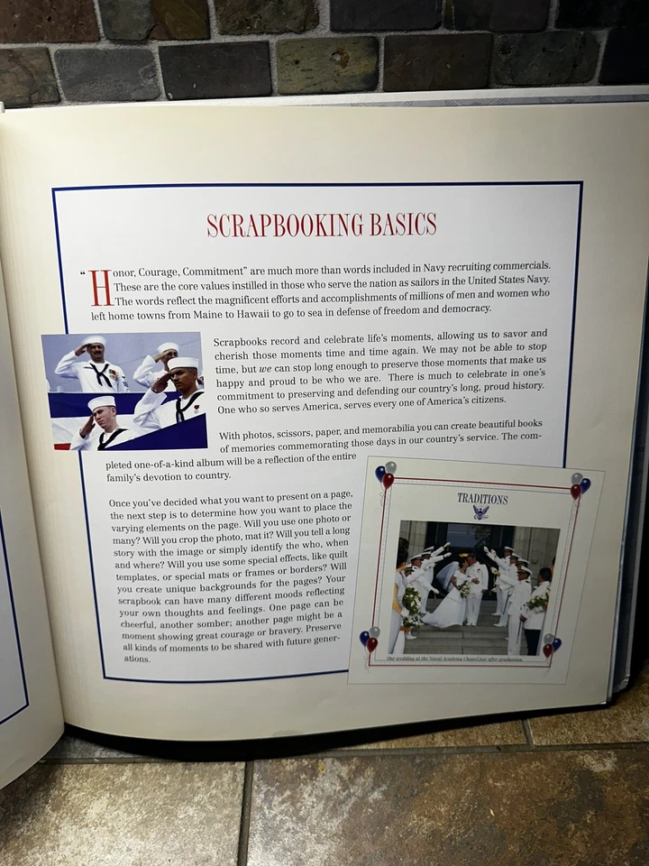 Álbum de fotos álbum de recortes de cuero genuino de la Marina de los Estados Unidos blanco usado Foto 4 de 4