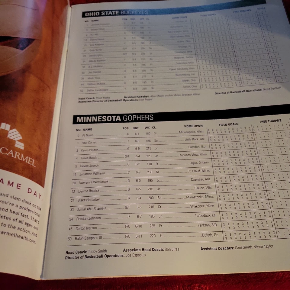 Feb 7, 2009 Ohio State vs. Minnesota Basketball Ofcl GameDay Prog - P J Hill - Image 3 of 4