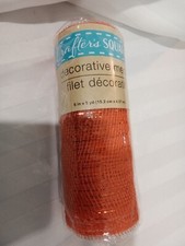 Crafter's Square Decorative Mesh Ribbon, 5 yd. Rolls Orange and Gold Lot of 3