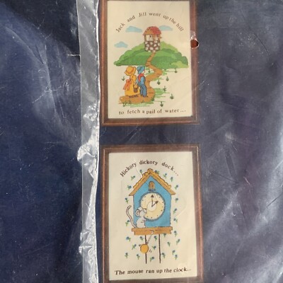 Nursery Rhymes Vintage Crewel Kits Set of 2 Jack & Jill Hickory Dickory Dock NIP
