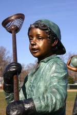 LACROSSE LAX SCULPTURE bronze LIFESIZE BOY 56