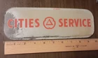 VINTAGE GLASS CITIES SERVICE GASOLINE MOTOR OIL GLASS GAS PUMP SIGN 10-1/8 inch