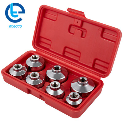 7Pcs Socket Set Tool Kit w/ Box Paper Cartridge Housing Oil Filter Cap Wrench