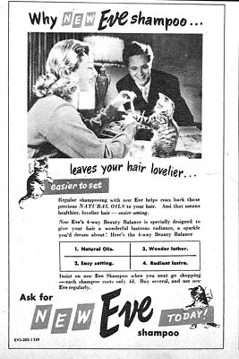 1950 Werbung für ''EVE'' Haarshampoo #5 klein Vintage Original Toilettenartikel Druckwerbung