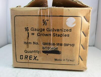 Grex Box of 5/8'' 16 Gauge Galvanized 1'' Crown Staples (8,000 staples in box) NEW