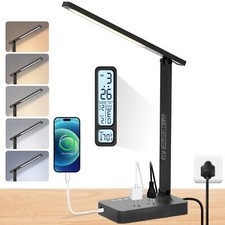 Power Strip LED Desk Lamp 2 Outlets 1 USB-A 1 Type-C 5 Modes Touch
