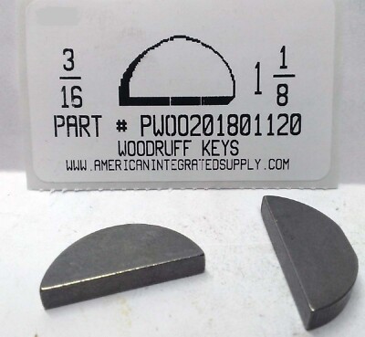 #16 3/16X1-1/8 WOODRUFF KEYS STEEL PLAIN (5)