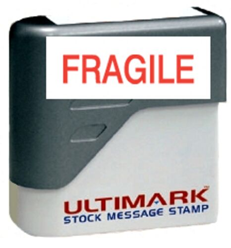 Timbre FRAGILE texte sur timbre message pré-encré Ultimark avec encre rouge - Photo 1 sur 2