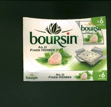 Boursin Garlic & Fine Herbal Cheese Label 6 Servings 