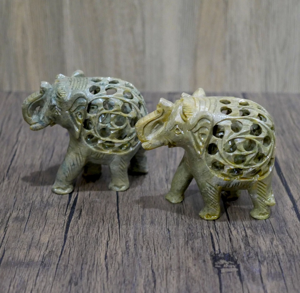 Estatua trompa de elefante hecha a mano | Jabonera natural decoración del hogar - 7" de largo Foto 2 de 4