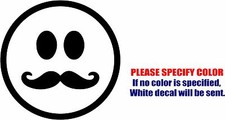 Handlebar Mustache Smiley Graphic Die Cut decal sticker Car Truck Boat Window 6"