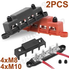 2X Positive Negative Bus Bar Battery Power Distribution Block 4x M8 M10 Terminal