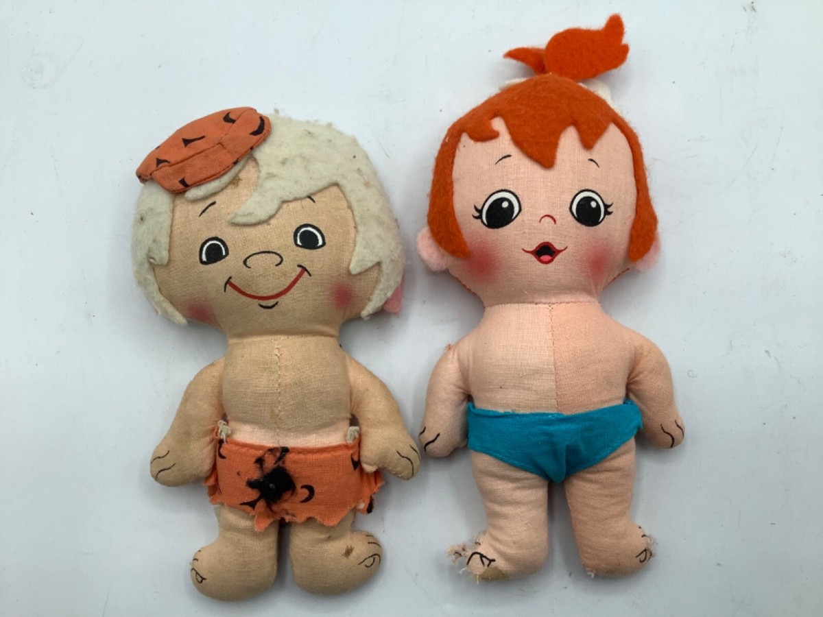 2 Knickerbocker The Flintstones Plush Dolls 1972 Pebbles
