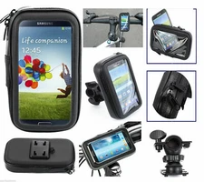 For Large Phones - Bicycle Motorcycle Black Case Bag w/ Handlebar Mount Holder