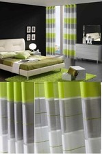 SALE! PAIR READY- MADE CURTAINS STRIPED  VOILE EYELET RING Pencil Pleat Tape Top