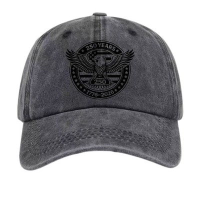 Patriotic Washed Hat, 250 Years Eagle Flag Graphic, Adjustable Baseball Cap