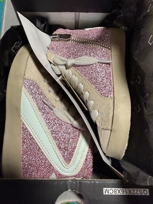 Shu Shop Rooney Pink Glitter High Top Sneaker Glitter Zipper Comfort Size 7T