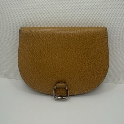 Vintage Gucci Clamshell Leather Compact Wallet Camel Brown Authentic W/COA