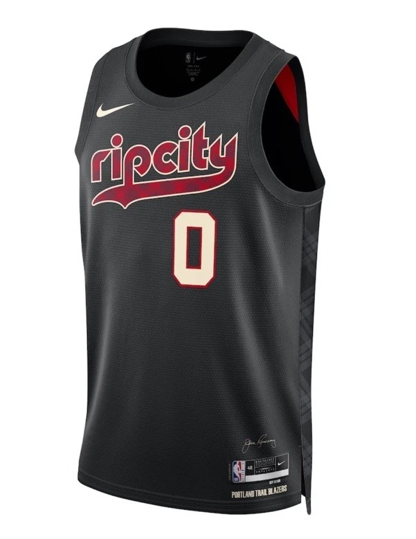 New Mens Nike NBA Portland Trail Blazers Lillard #0 Jersey Rip City DX8517 XL - Image 2 of 3