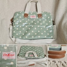 Cath Kidston Bag Green Spots A4 Size Handbag Oil Cloth Polkadot Sholder Bags Zip