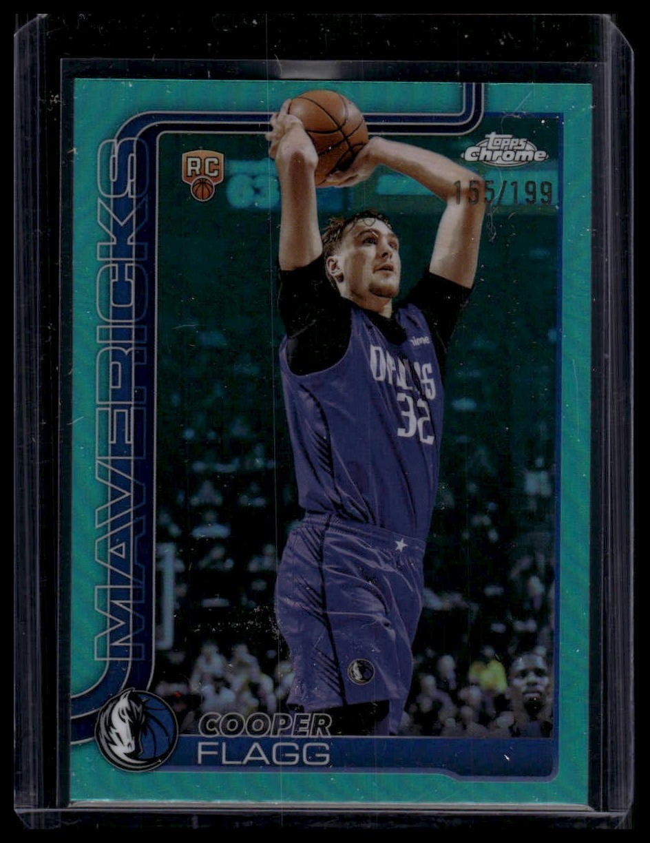 Rookie 2025-26 Topps Chrome #251 Cooper Flagg Aqua Refractor #/199