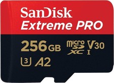SanDisk Extreme Pro 256GB MicroSDXC UHS-I U3 A2 Memory Card W/ Adapter