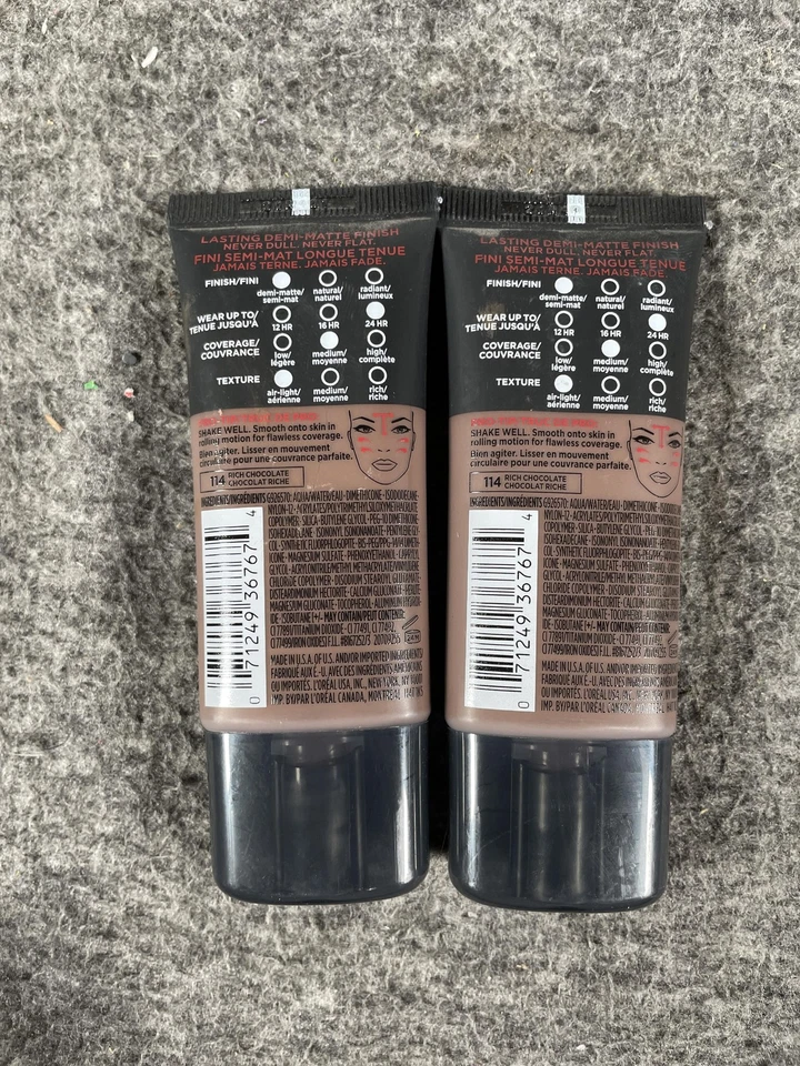 L'Oreal Infallible Pro-Matte Foundation 114 Rich Chocolate 1oz Lot 2 24HR USA - Image 2 of 4