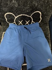 Hurley Blue Solid Drawstring Shorts w/ Logo Accent Teens Size XL Regular