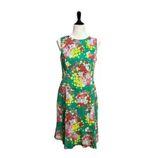 TALBOTS Spring Floral Print Lined Cotton Sleeveless Sheath Dress Size 8
