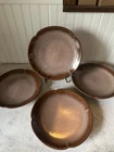 Frankoma Pottery Plainsman Prairie Brown 10” Dinner Plates 5F Scalloped Set of 4