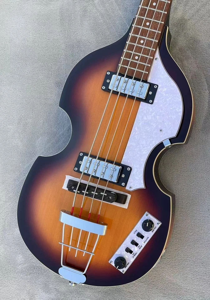 30" HI-BB Electric Violin Bass Guitar ignition Semi-Hollowbody Flame Maple Back - Image 4 of 4