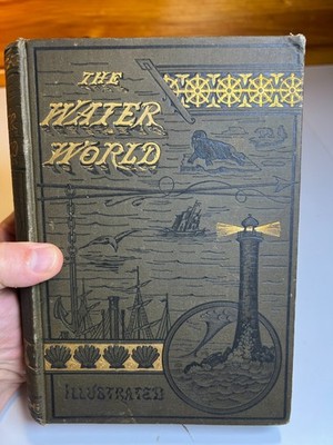 1886 WATER WORLD Victorian Ornate Gilded Book Sea Monsters