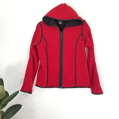 B.C. Clothing Original Fleece Red Hooded Zip Up Jacket Size Medium