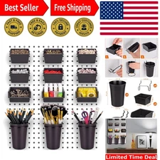 Stylish 12-Pack Pegboard Storage Bins and Cups - Modern Organization Essentials