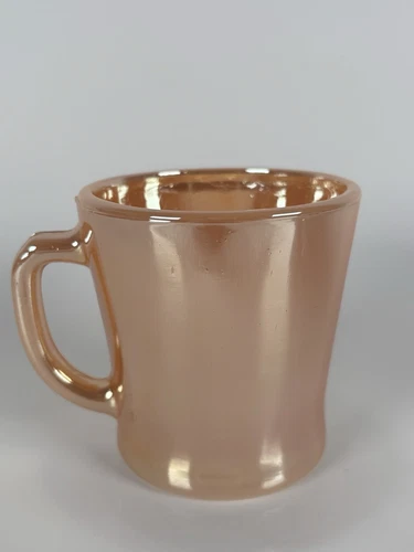Fire-King Peach Lustre Coffee Mug – Vtg Anchor Hocking USA D-Handle Cup