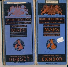 Bartholomews "Half-Inch" Exmoor Map 3 Cloth - Plus 4 Dorset Cloth Map